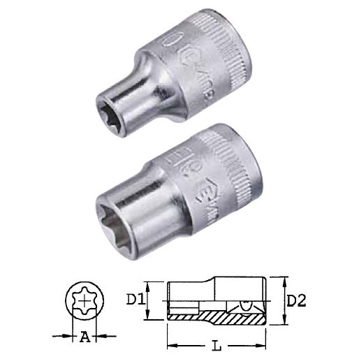 Genius Tools 353520 3/8"-os E-típusú (belső torx) dugókulcs fej, E-20 termék fő termékképe